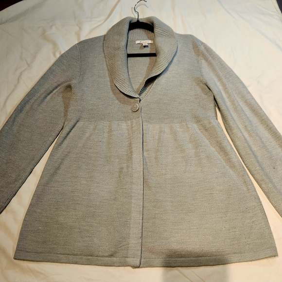 🪴JM Collection Light Gray Cardigan Sweater Size Large - Picture 4 of 10